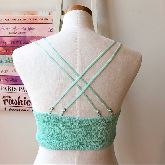 Floral Lace Eyelet Padded Bratelle Top in Pistachio Mint - Picture 5 of 8